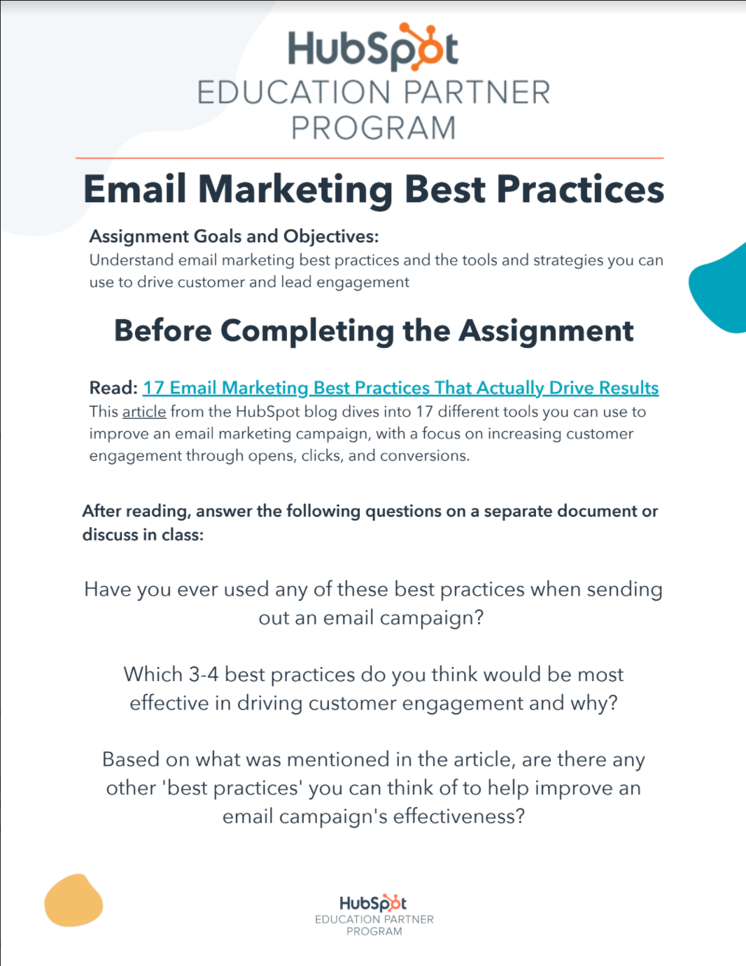 Email Marketing Best Practices Hubspot Education Partner Program